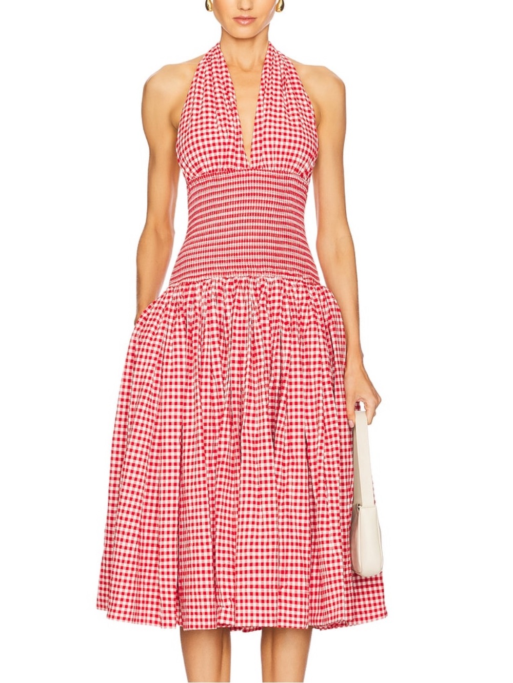 L'Academie Gwen Midi Dress in Red & White